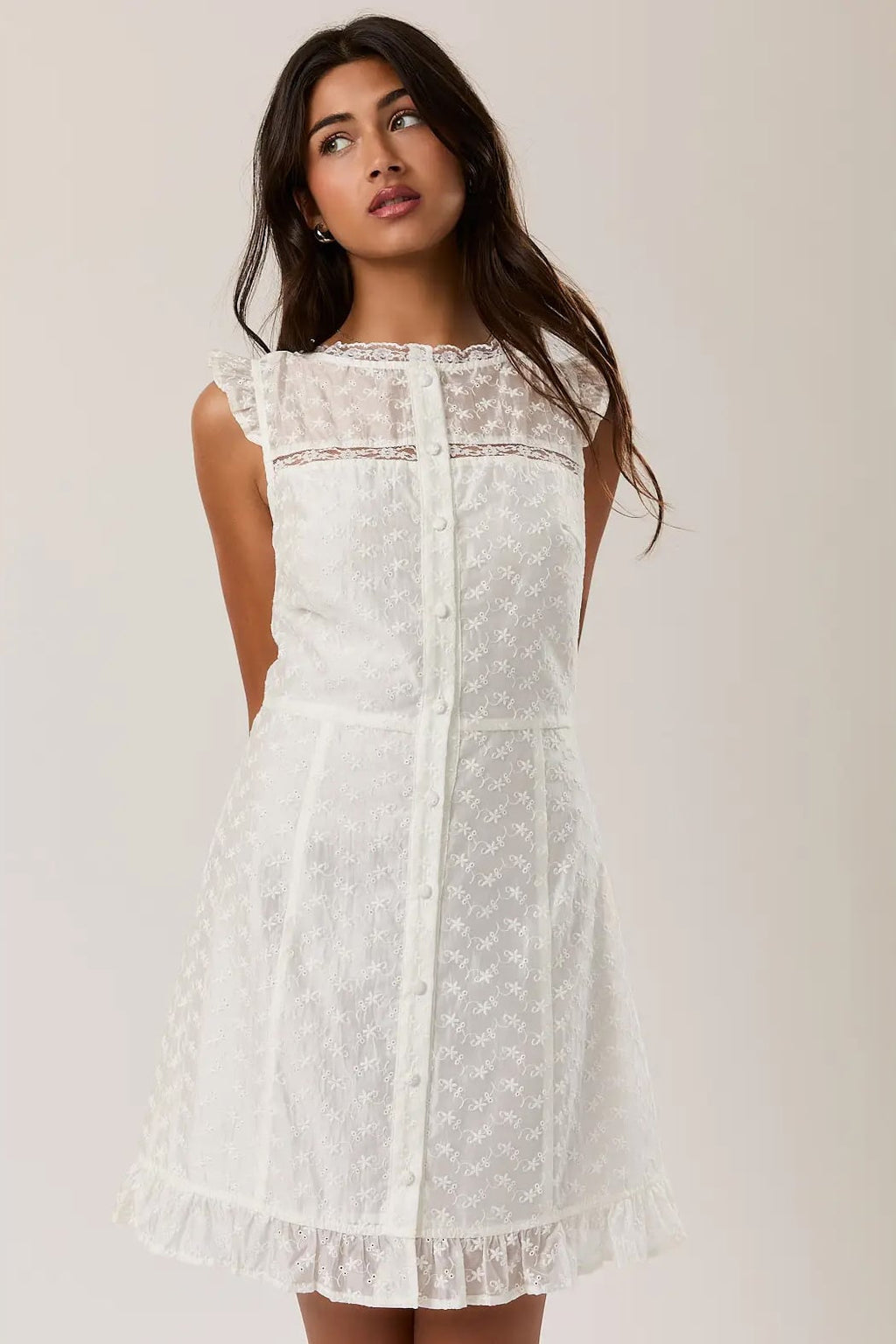 Brynn Lace Trim Mini Dress