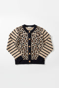 Leopard & Striped Sleeve Cardigan