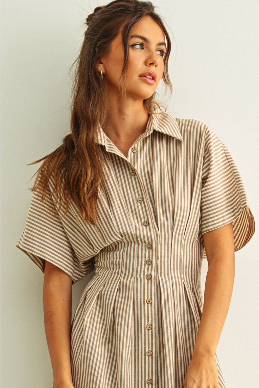 LILLY Striped Button-Front Maxi Dress
