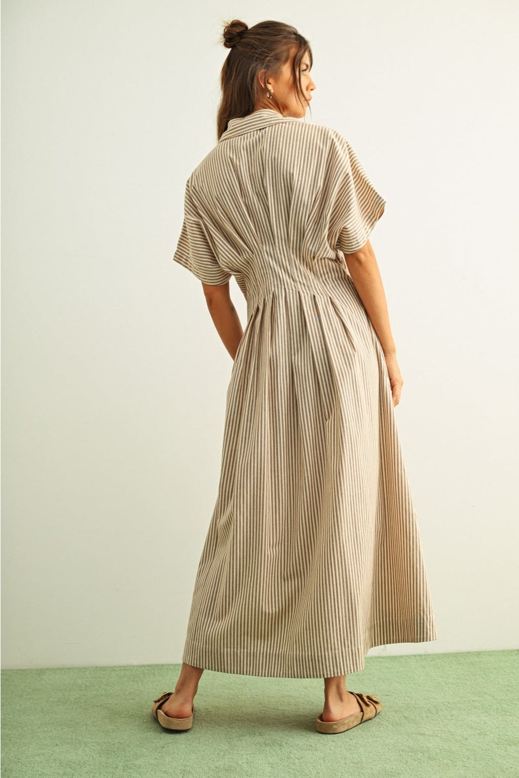 LILLY Striped Button-Front Maxi Dress