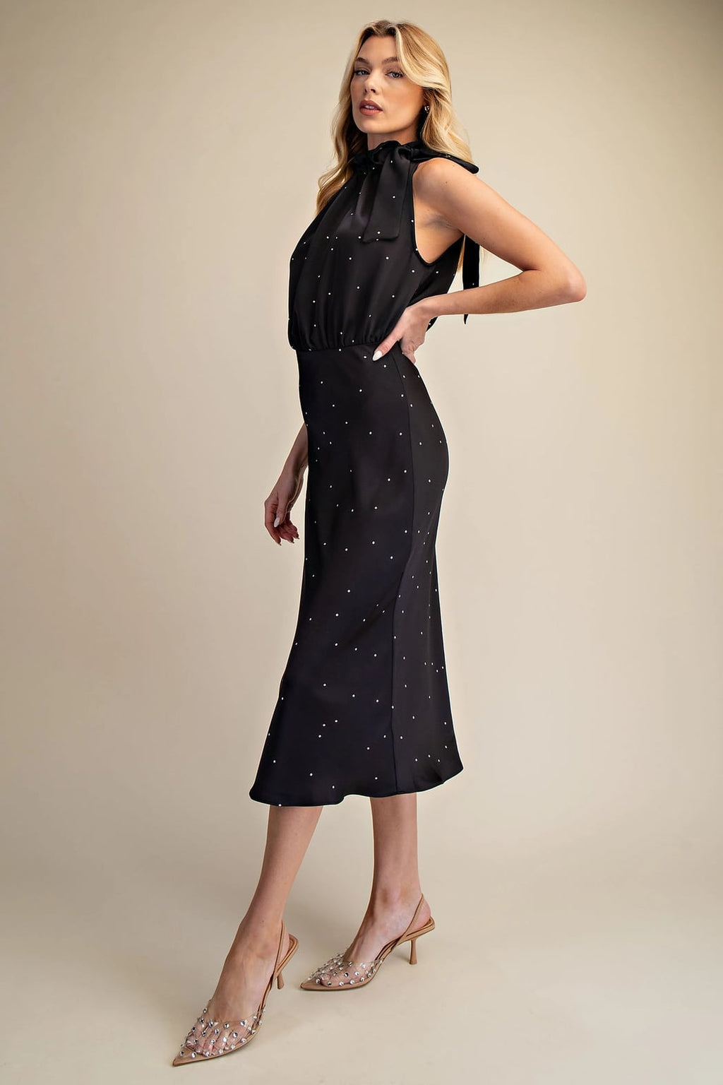 Little Dots Ruffle Tie Dress