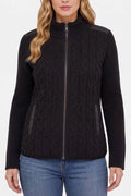 Liverpool Long Sleeve Zip Up Quilted Sweater Jacket - Black