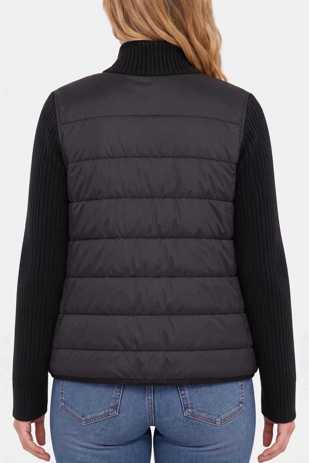 Liverpool Long Sleeve Zip Up Quilted Sweater Jacket - Black