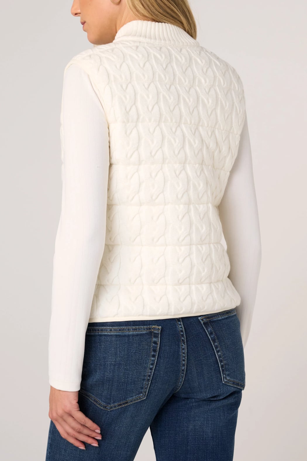 Liverpool Sleeveless Reversible Quilted Sweater Vest | Cream