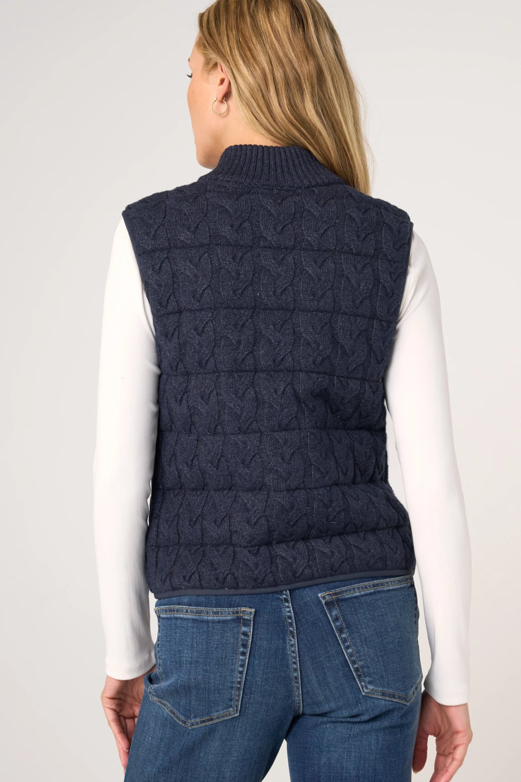 Liverpool Sleeveless Reversible Quilted Sweater Vest | Heather Navy
