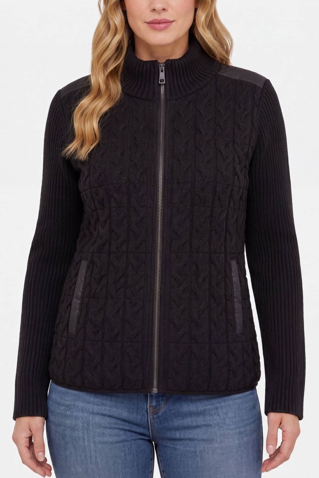 Long Sleeve Zip Front Quilted Jacket