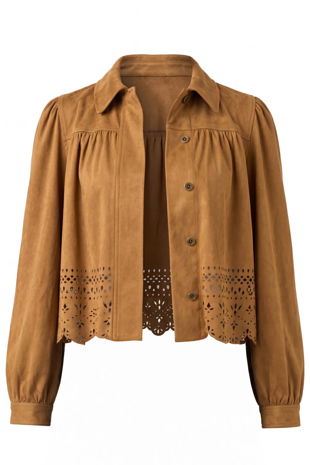 Mariah Puff Sleeve Jacket with Laser Cut Hem