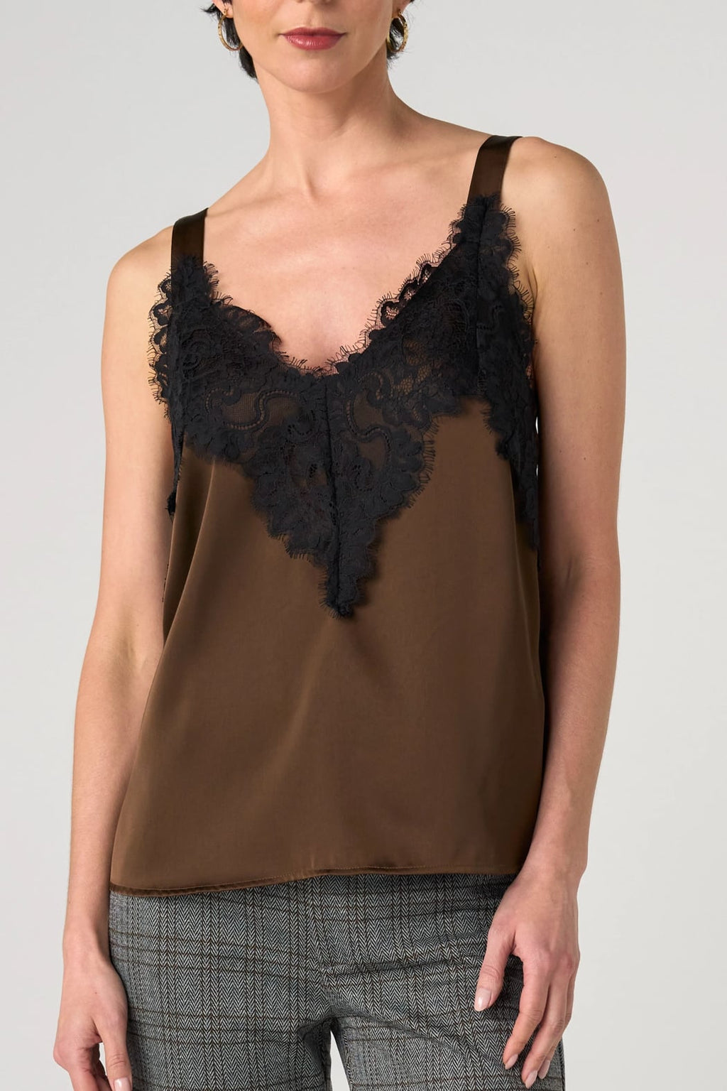Marley Sleeveless Woven Top with Lace Trim