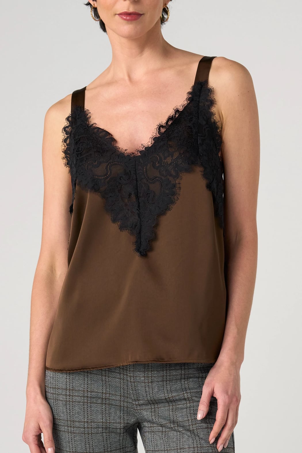 Marley Sleeveless Woven Top with Lace Trim