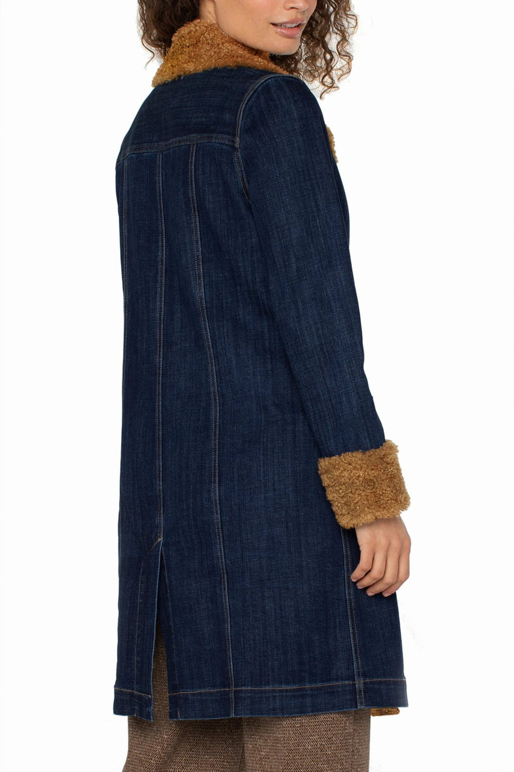 Melina Sherpa Trench with Trimmed Notch Collar, Cinder Bloom