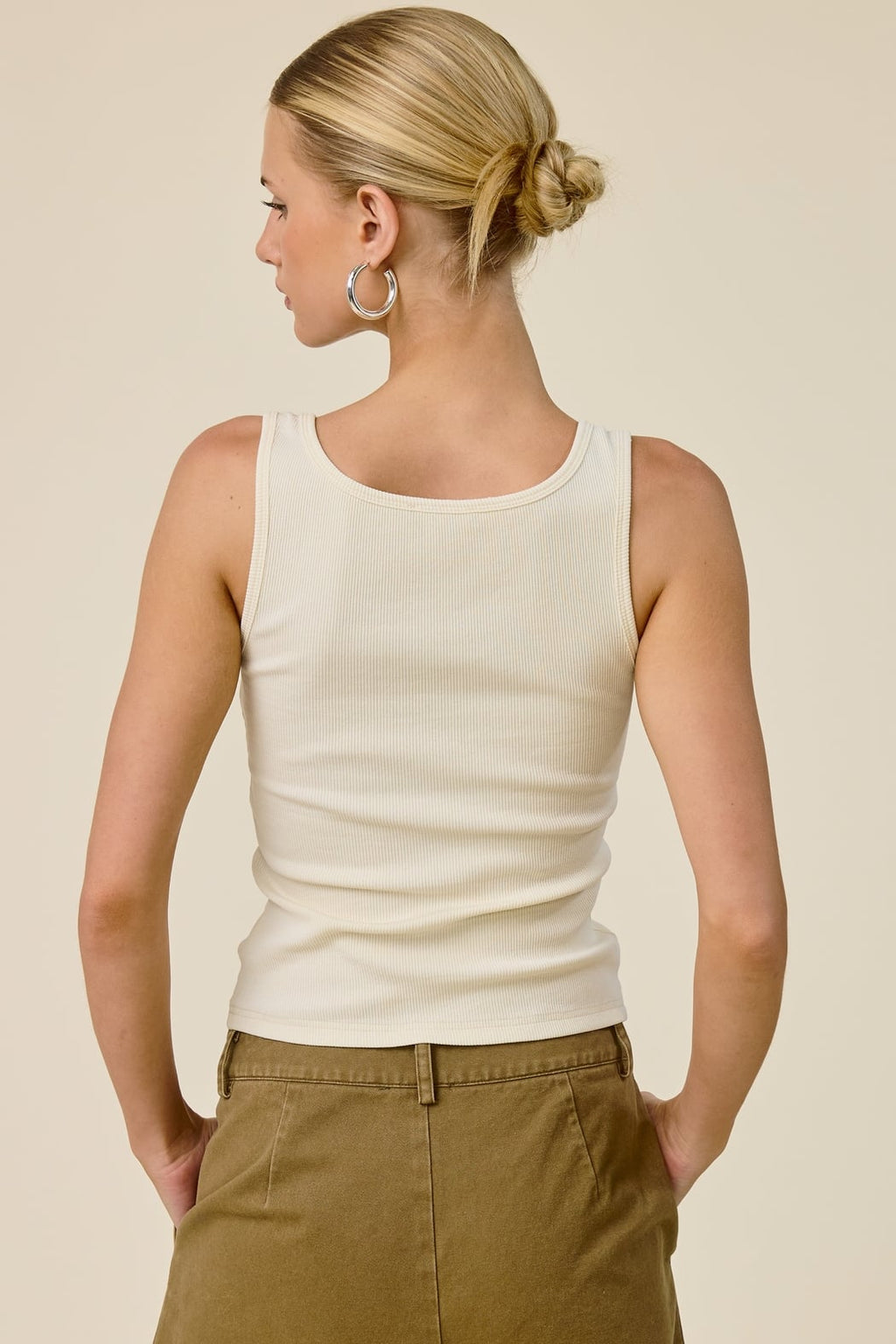 Metal Buckle Strap Ribbed Tank Top