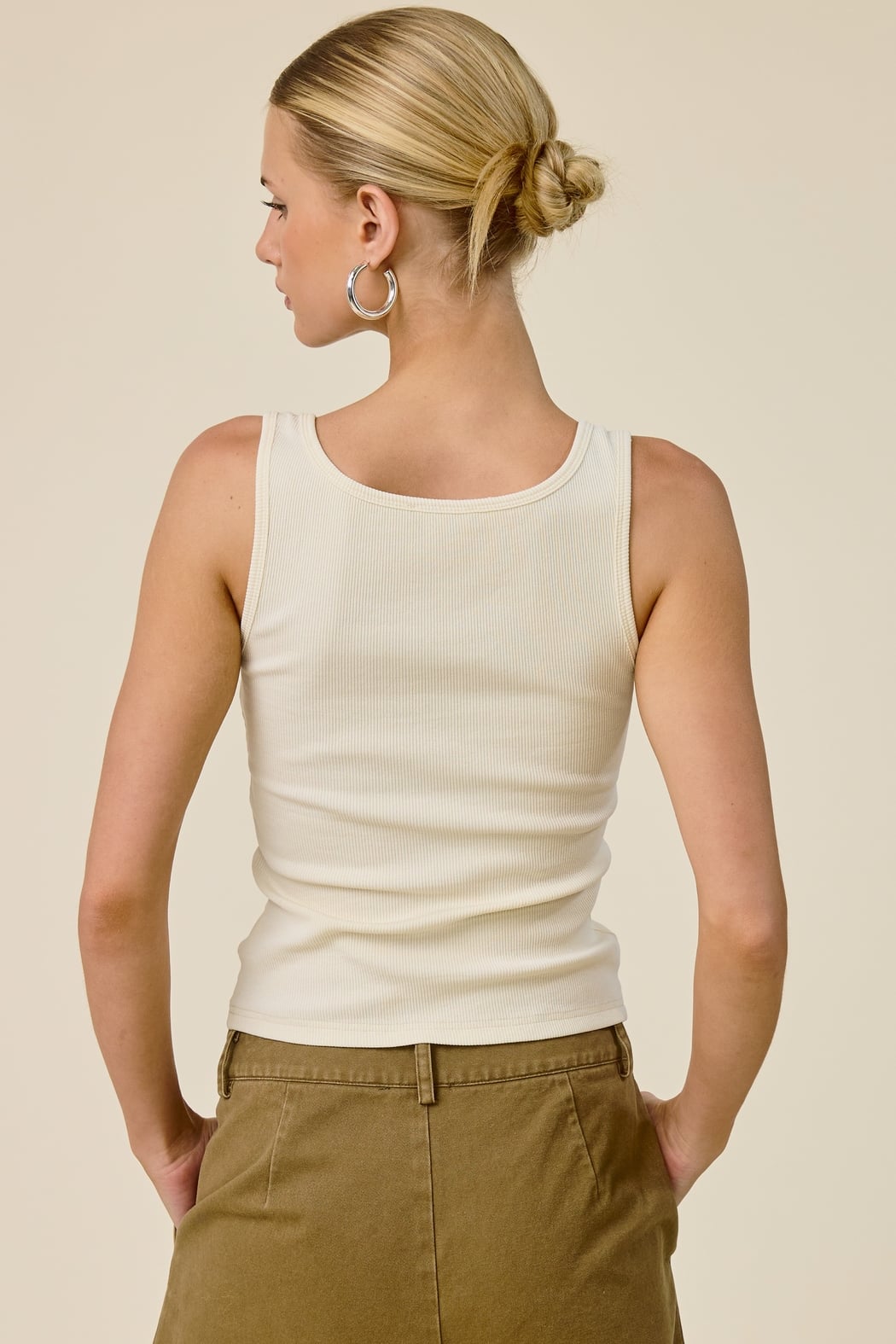Metal Buckle Strap Ribbed Tank Top