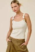 Metal Buckle Strap Ribbed Tank Top