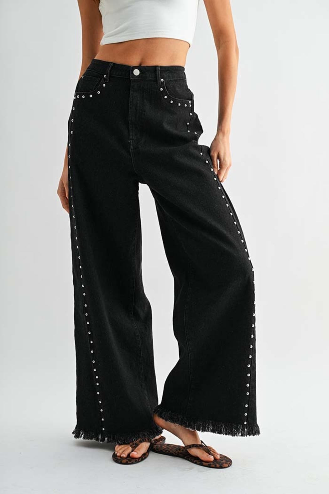 Midnight Stud Wide-Leg Jeans