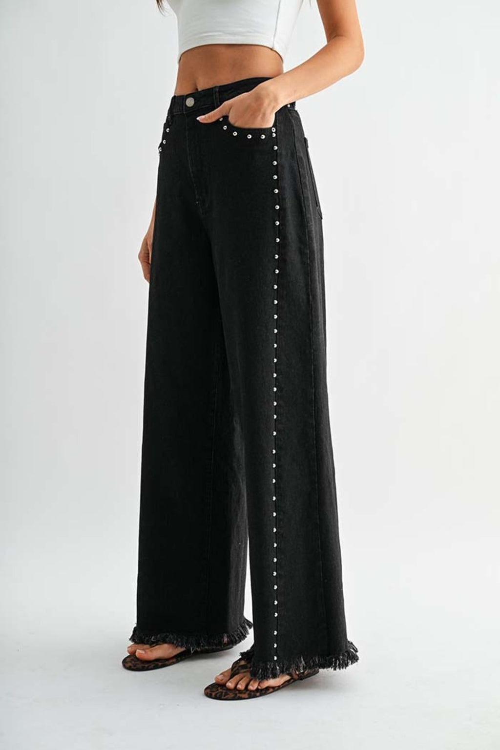 Midnight Stud Wide-Leg Jeans