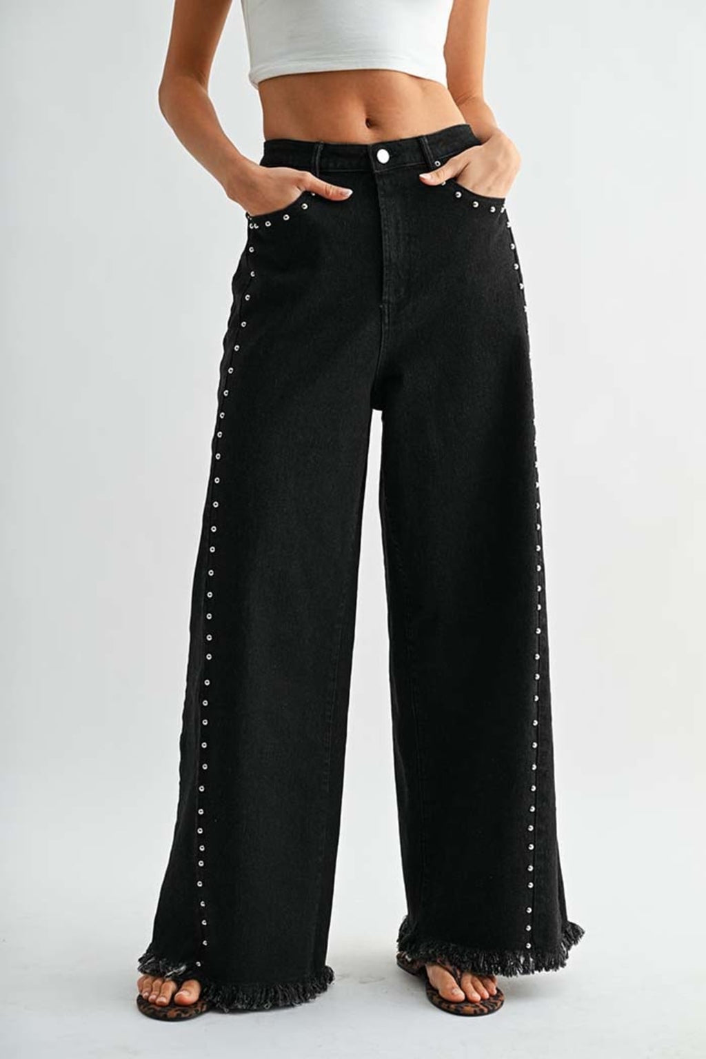 Midnight Stud Wide-Leg Jeans