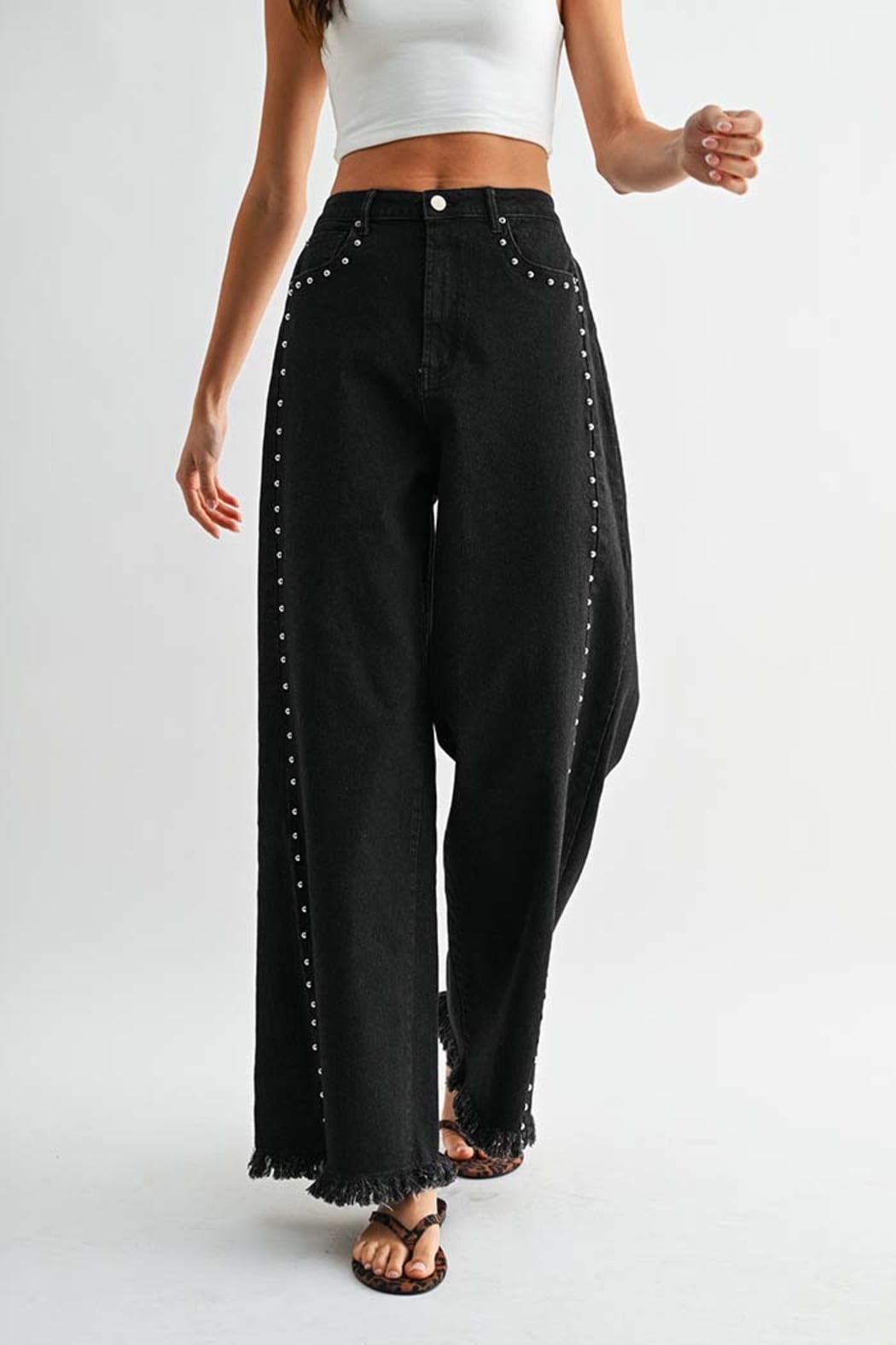 Midnight Stud Wide-Leg Jeans
