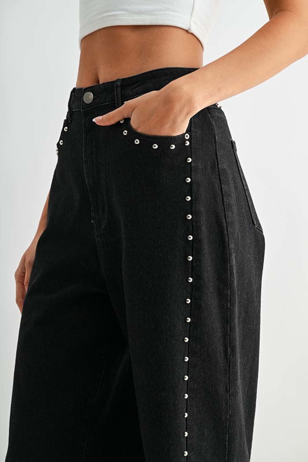 Midnight Stud Wide-Leg Jeans