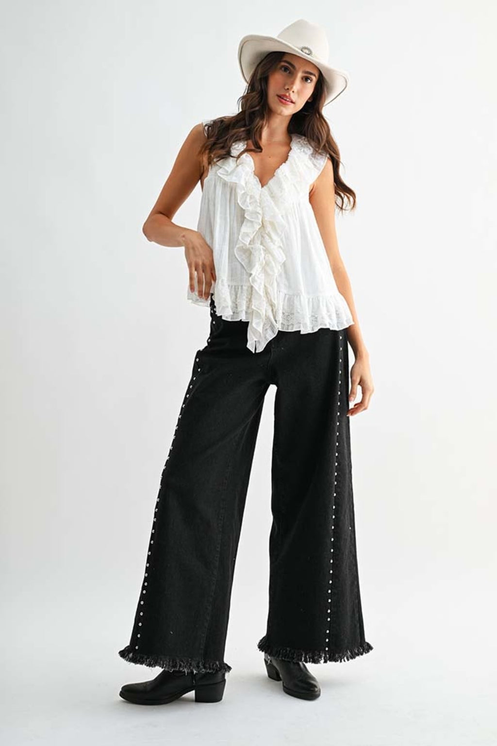 Midnight Stud Wide-Leg Jeans