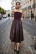 Mimi Faux Leather Tube Dress - Dark Wine