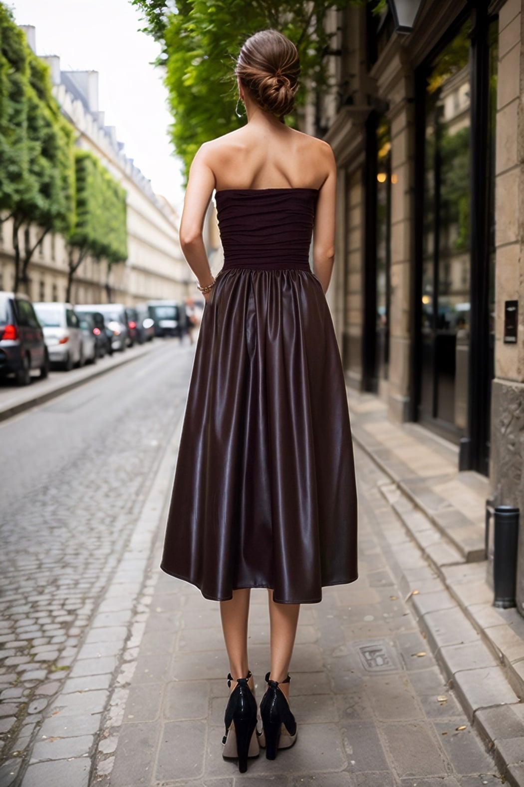 Mimi Faux Leather Tube Dress - Dark Wine