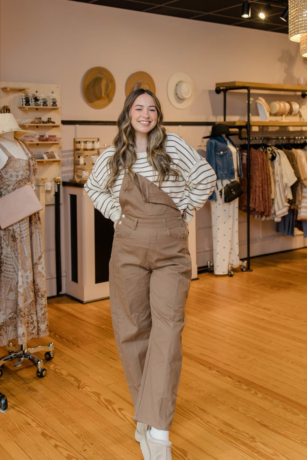 Mocha Barrel Overalls
