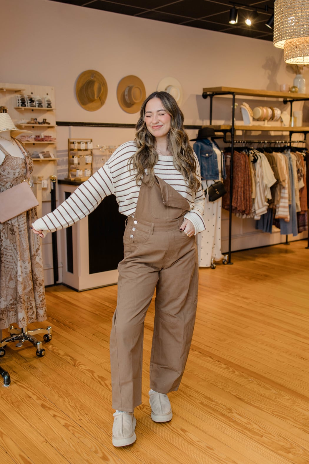 Mocha Barrel Overalls