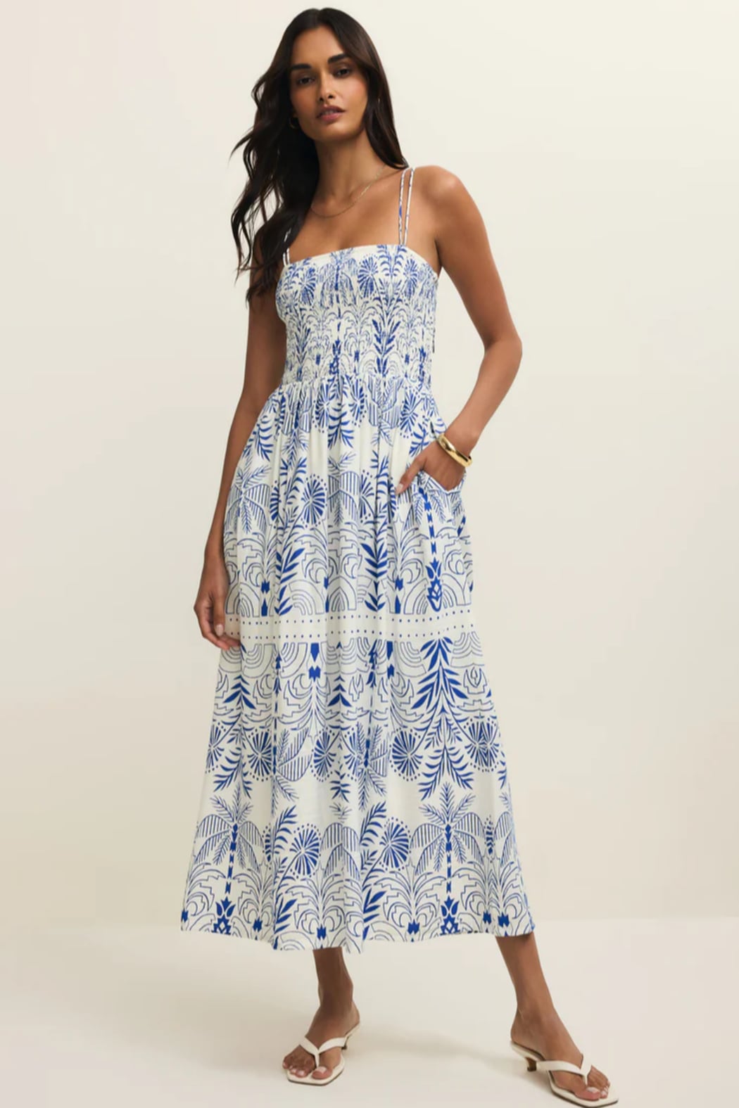 NADINE AIRY PALM MAXI DRESS