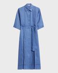 Nocino Belted Linen Midi Shirt Dress