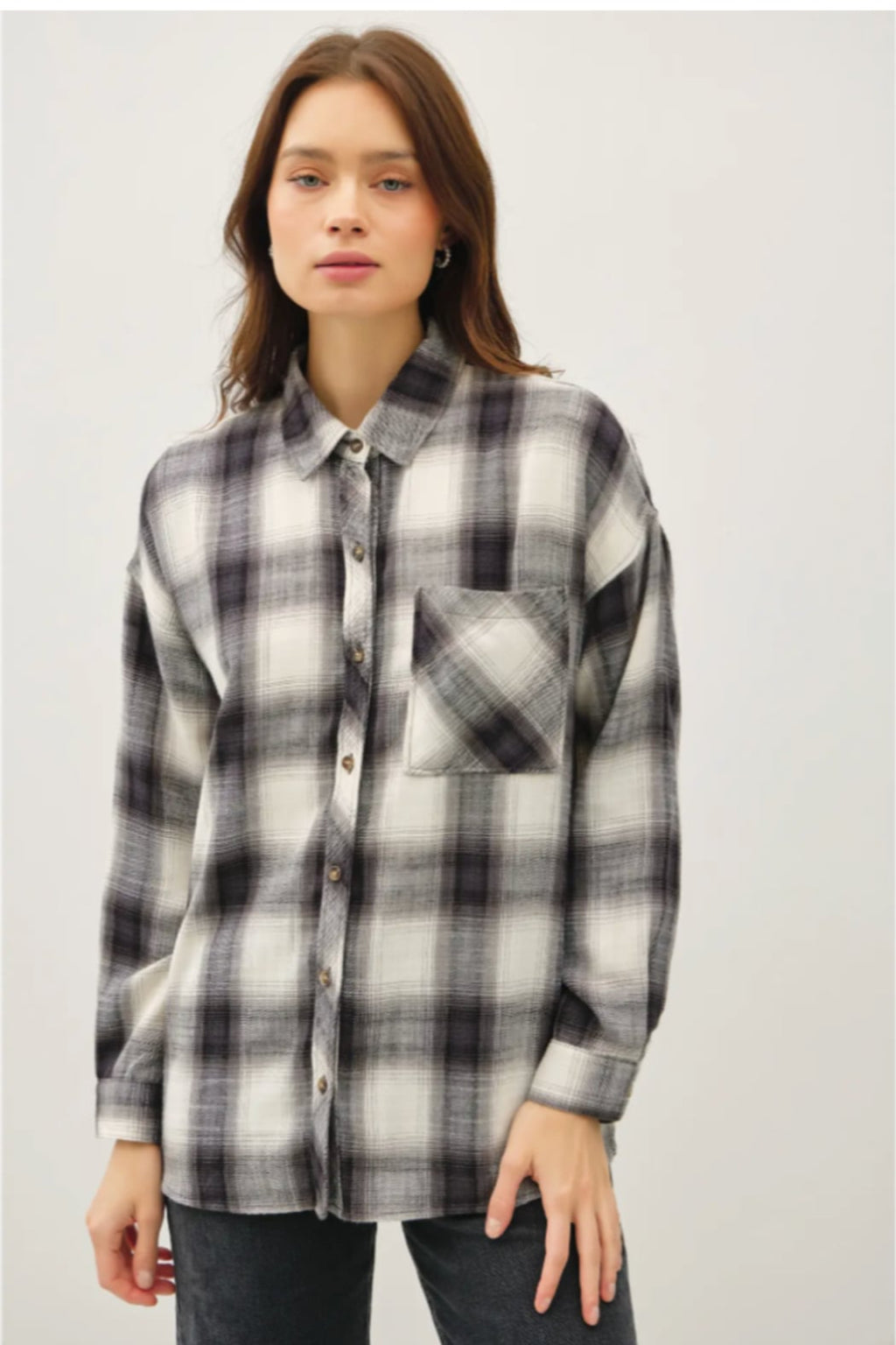 Oversized Charcoal Flannel Shirt