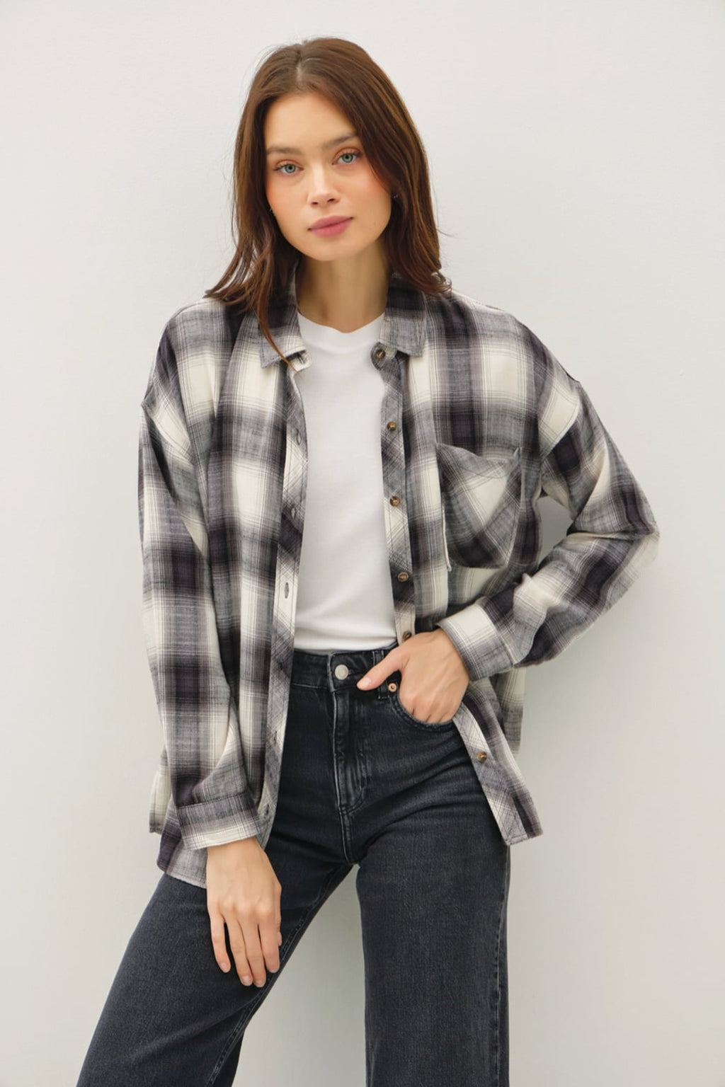 Oversized Charcoal Flannel Shirt