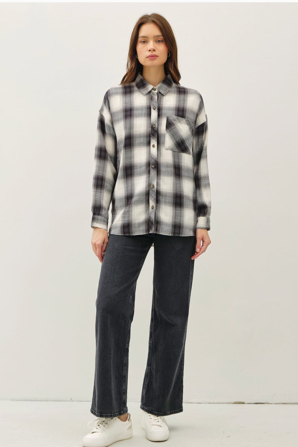 Oversized Charcoal Flannel Shirt