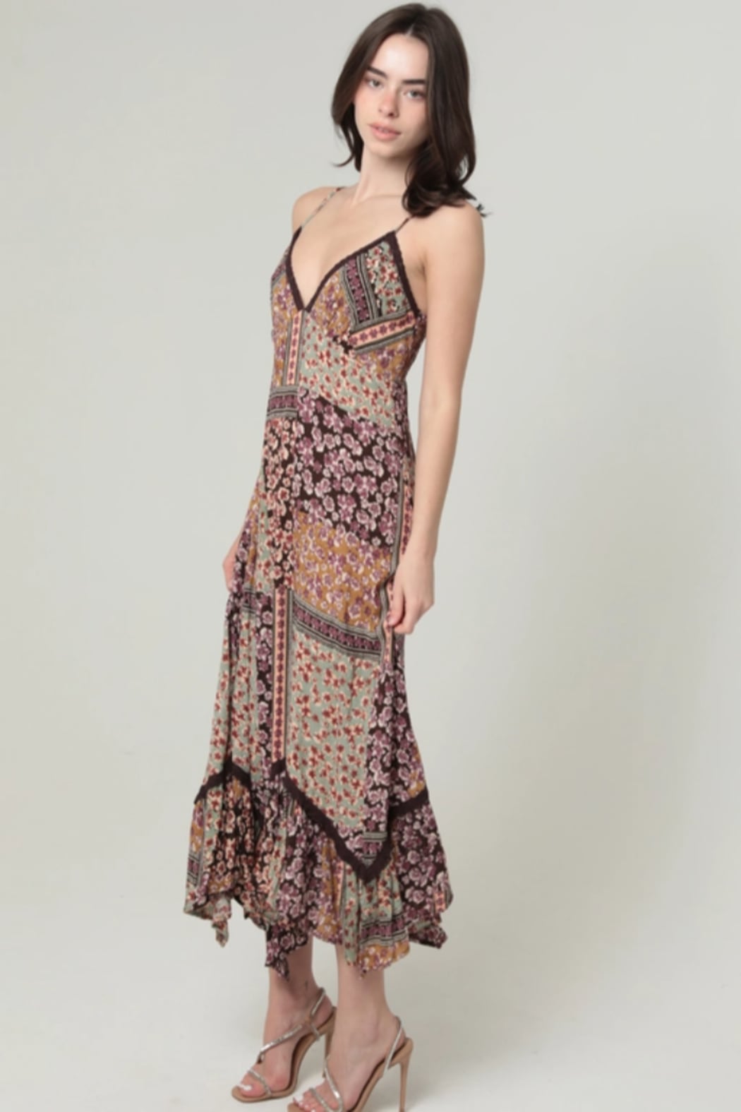 Patchwork Floral Slip Dress