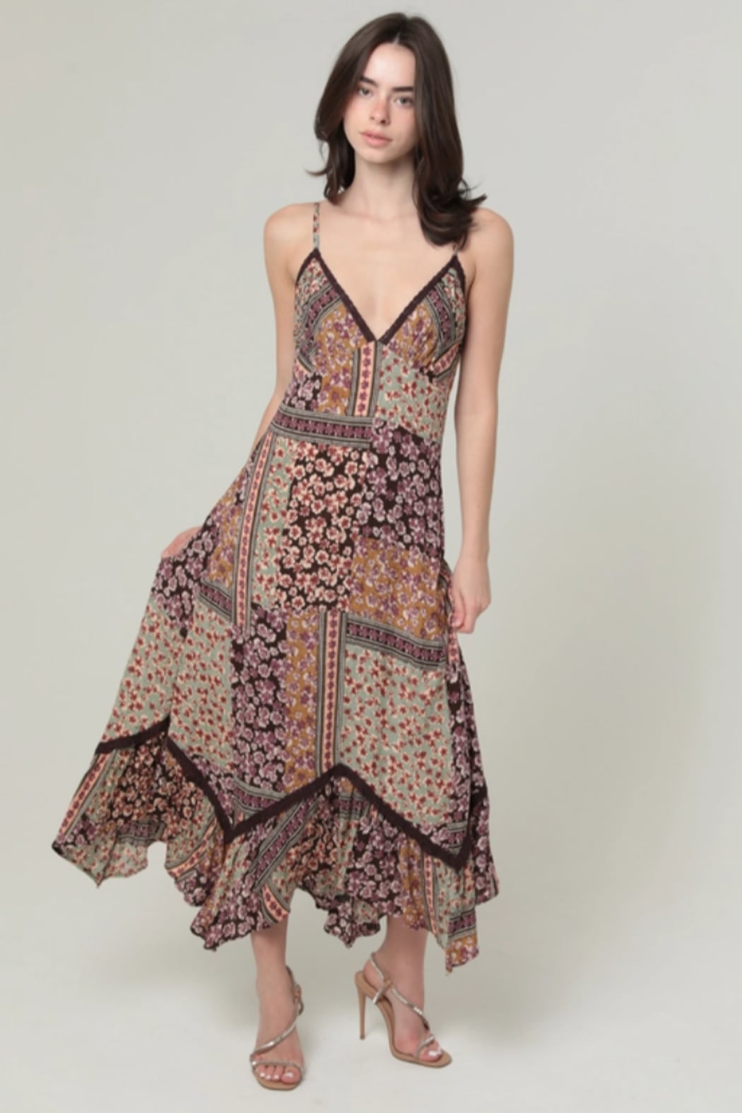 Patchwork Floral Slip Dress
