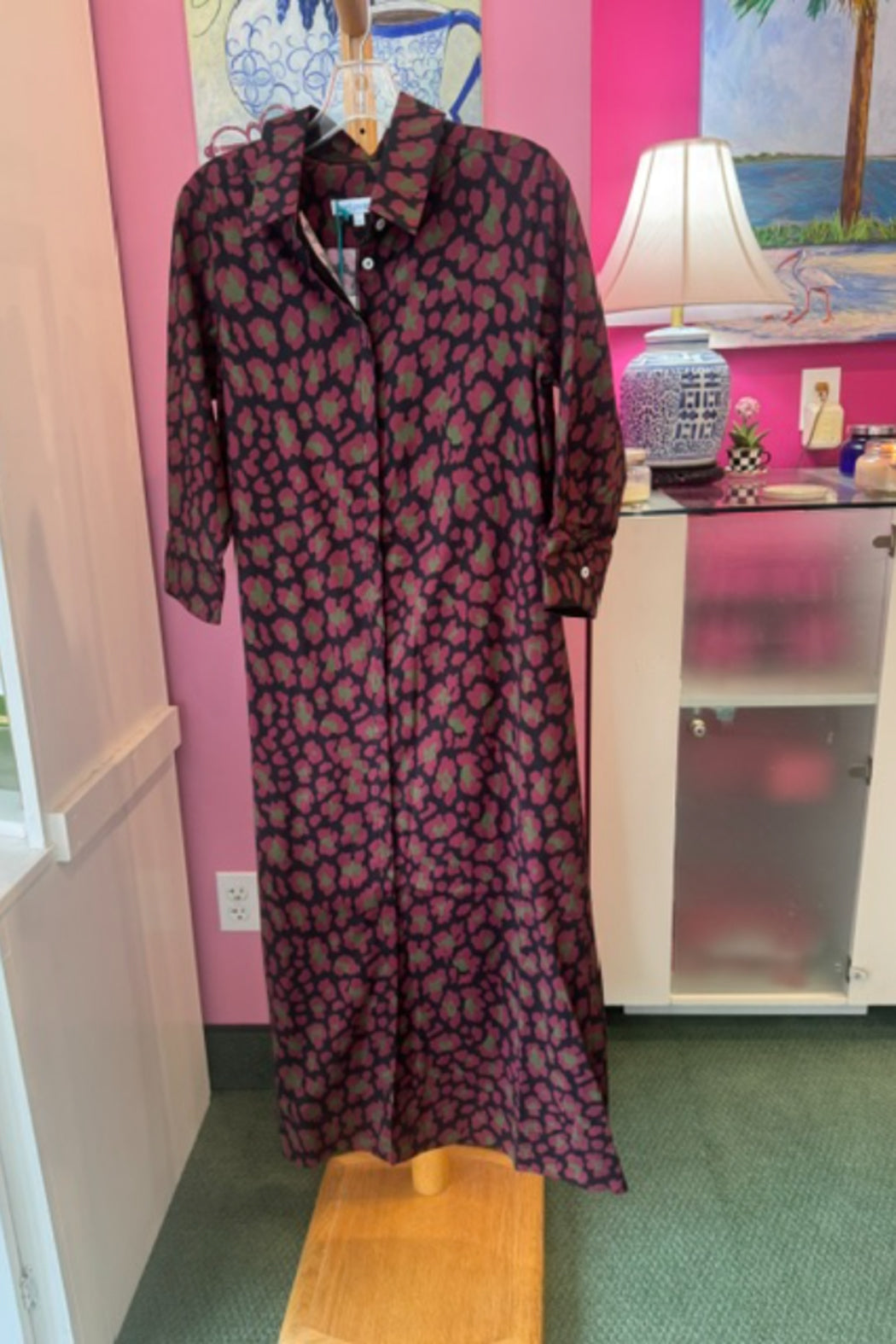 Perlavera Nico Dress - Leopard Wine/Black