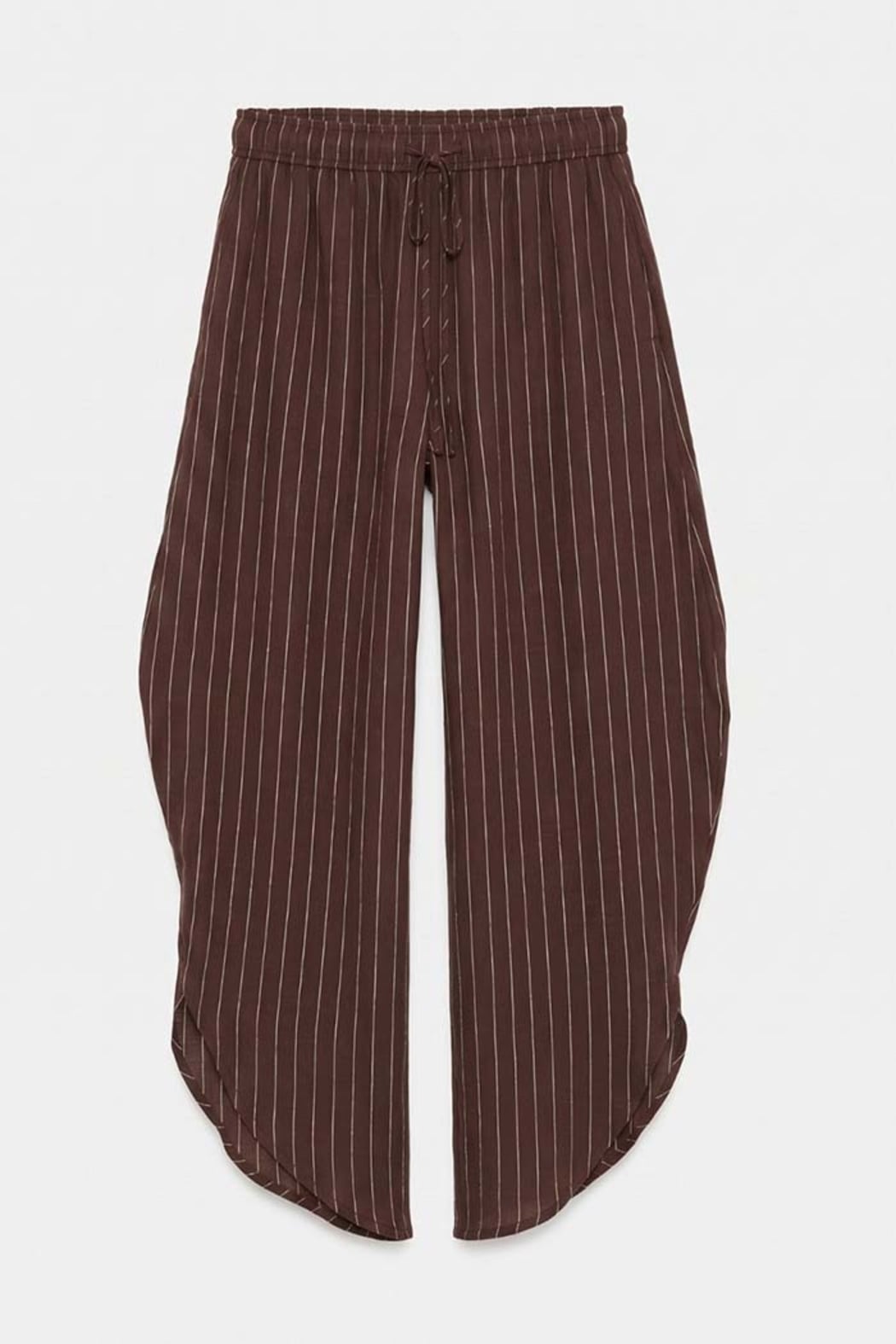 Pinstripe Side-Slit Wide Leg Pants