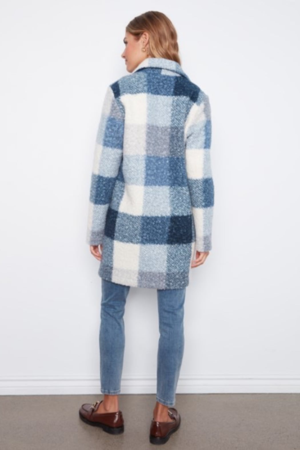 Plaid Bouclé Knit Coat