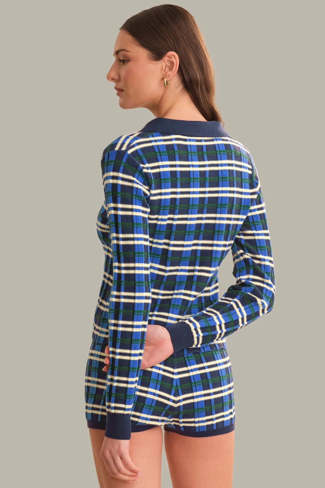 Plaid Rib Polo Top