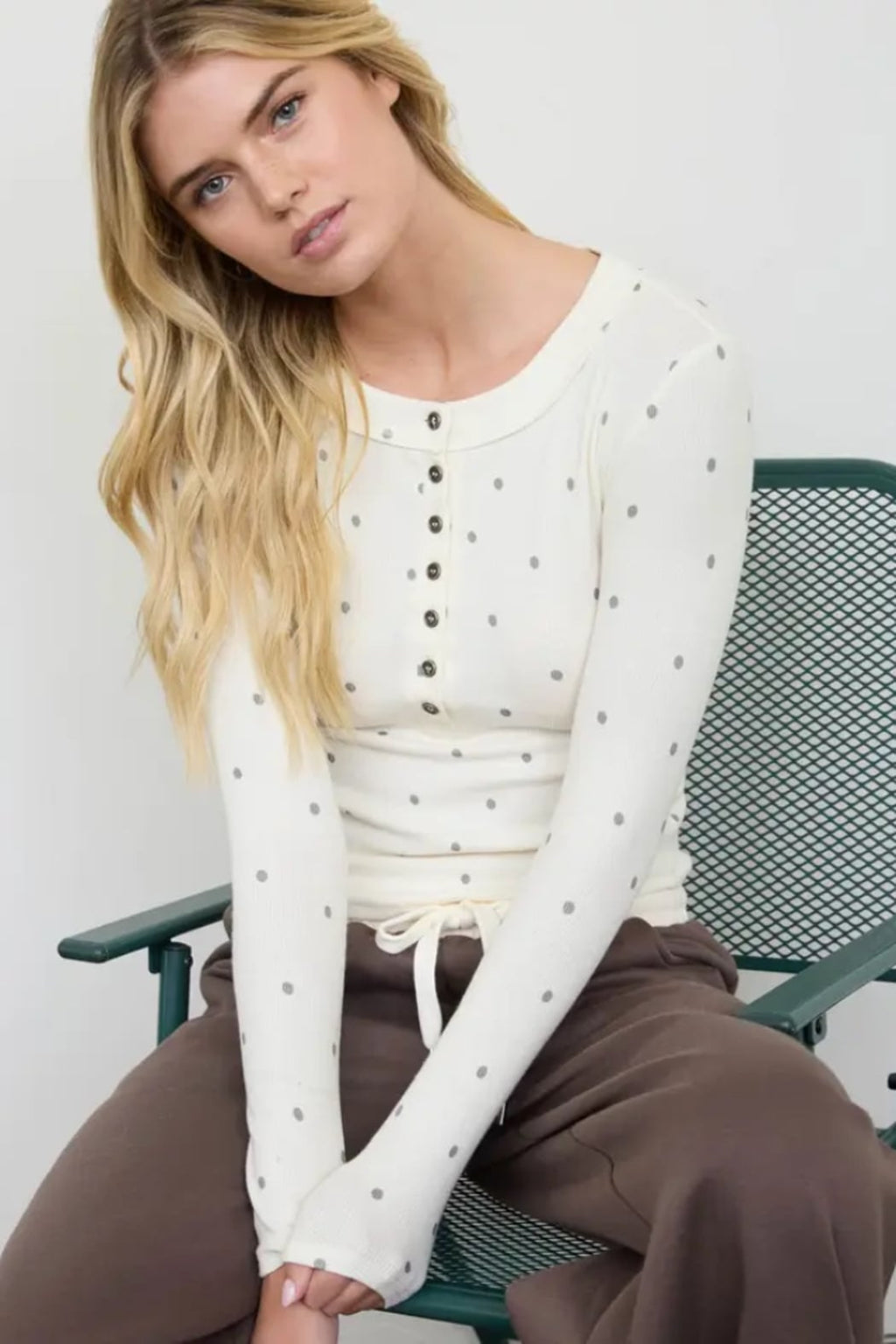 Polka Dot Henley Top