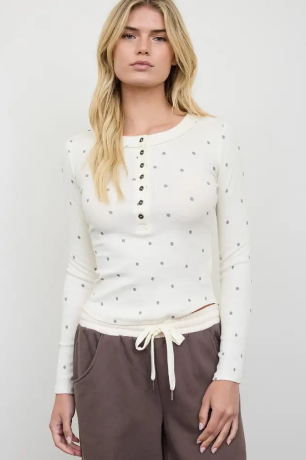 Polka Dot Henley Top