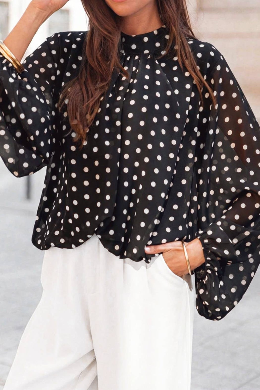 Polka Dot Sheer Blouse