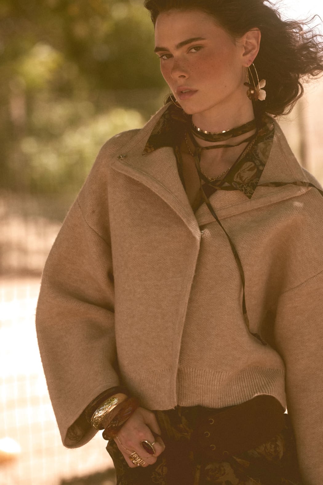 Promesa Oatmeal Snap Front Wrap Sweater Jacket