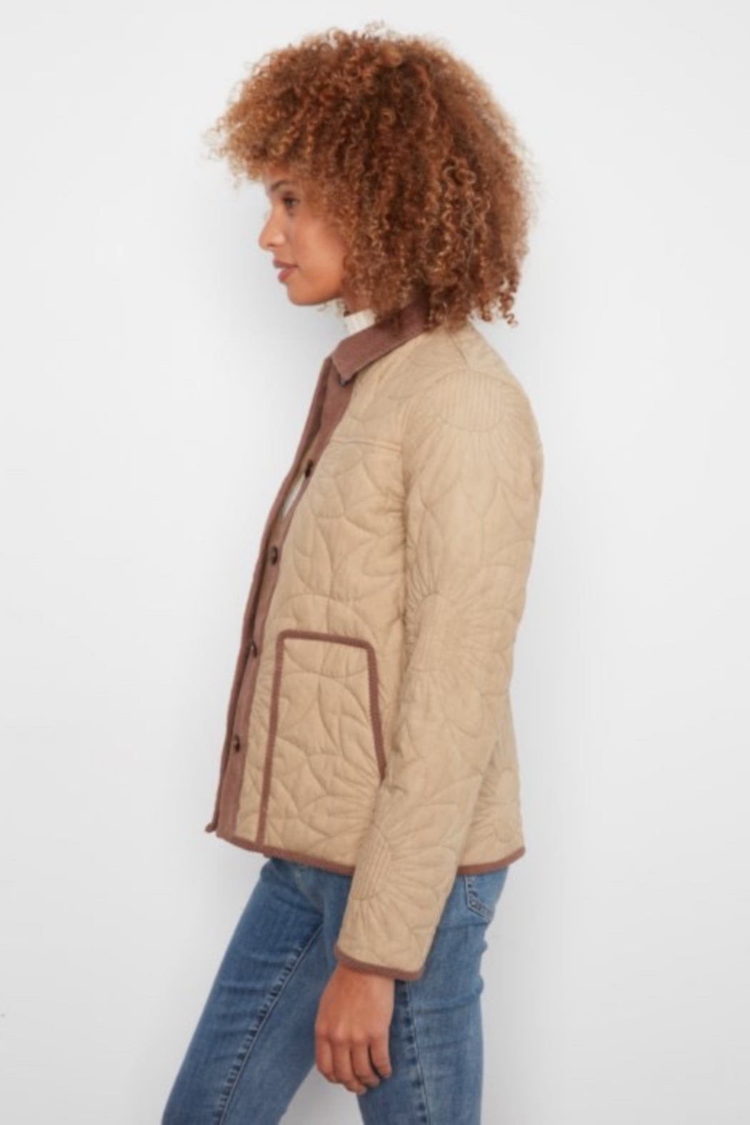 Quilted Jacket with Corduroy Trim