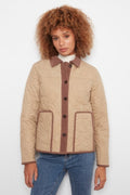 Quilted Jacket with Corduroy Trim