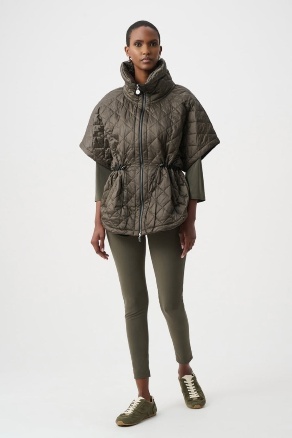 Quilted Nylon Shawl-Neck Boxy Vest