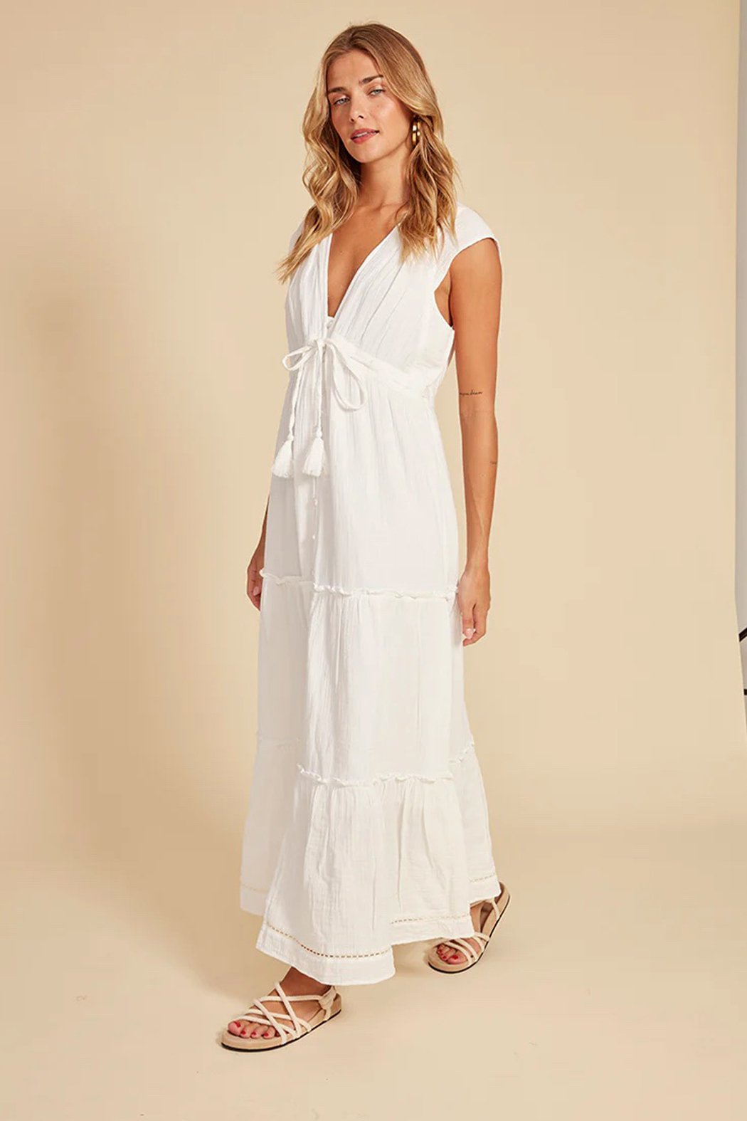 Macbeth Plunge Tiered Maxi Dress