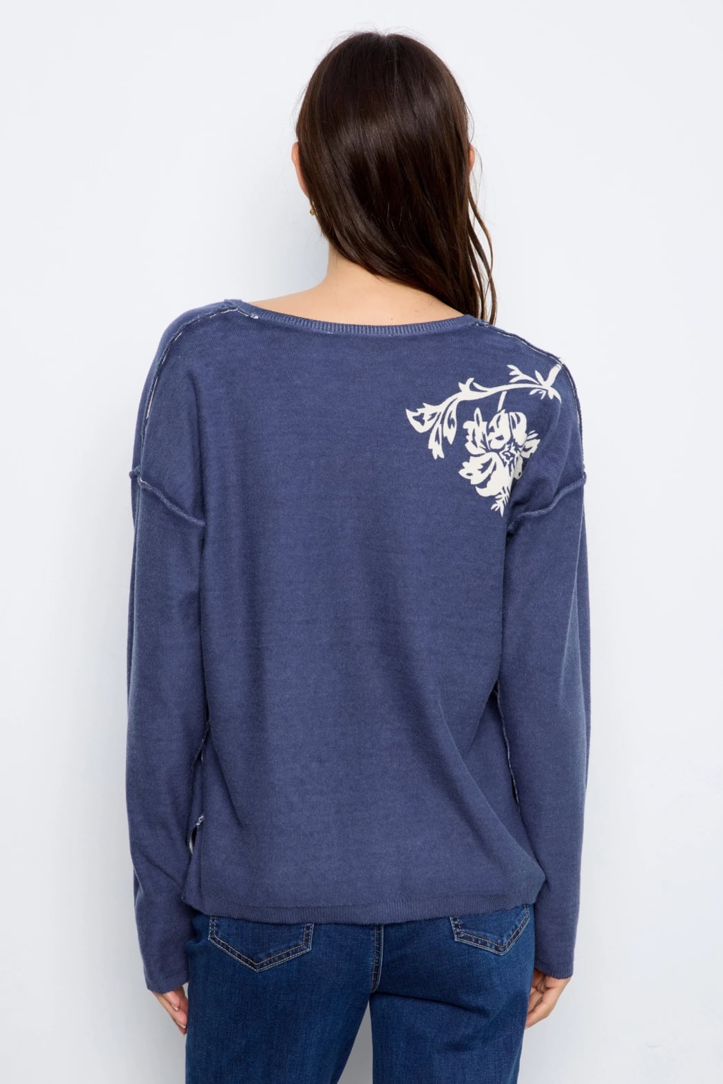 Reversible Floral V-Neck Sweater