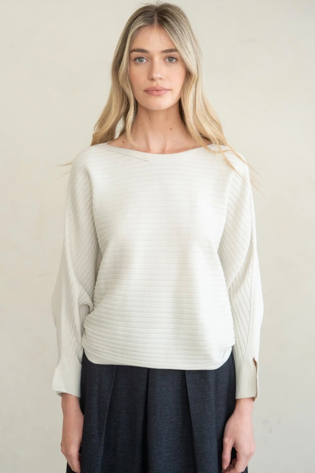 RIBBED DOLMAN KNIT TOP