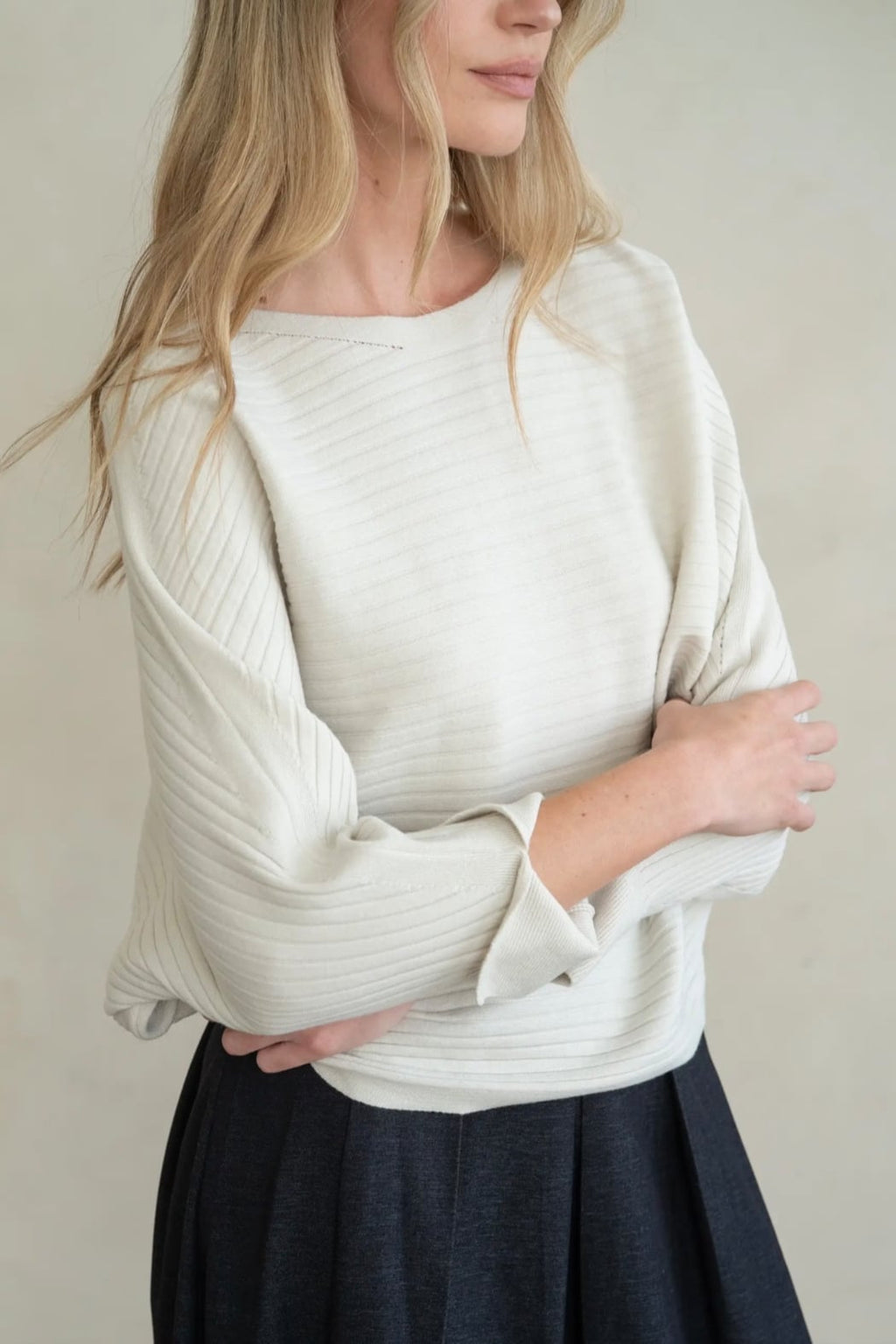 RIBBED DOLMAN KNIT TOP