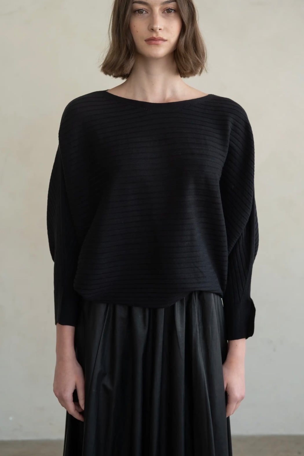 RIBBED DOLMAN KNIT TOP